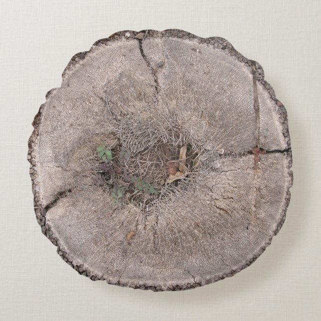 Botaniskt klippt fotopapper från Handflatan Träd B Rund Kudde (Framsidan)