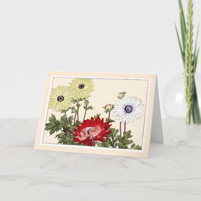 Botaniskt konstkort - Anemones Tack Kort (Framsida)