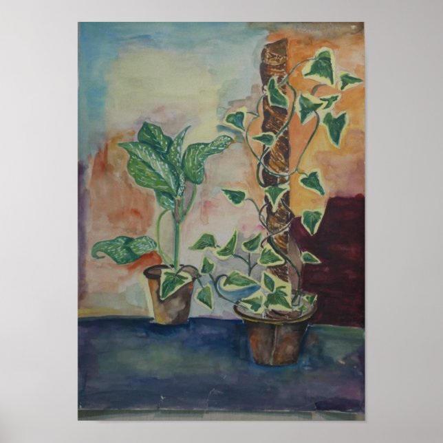 Botaniskt konsttryck för inomhusväxter på vägg poster (Framsidan)