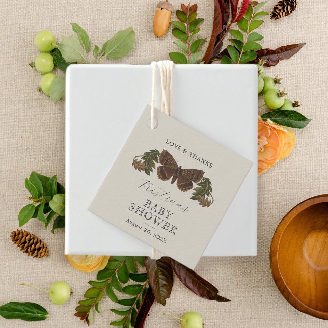 Botaniskt könsuppehållande babyskor gåvor etiketter (Skapare uppladdad)