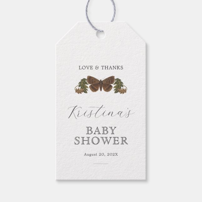 Botaniskt könsuppehållande babyskor presentetikett (Framsidan)