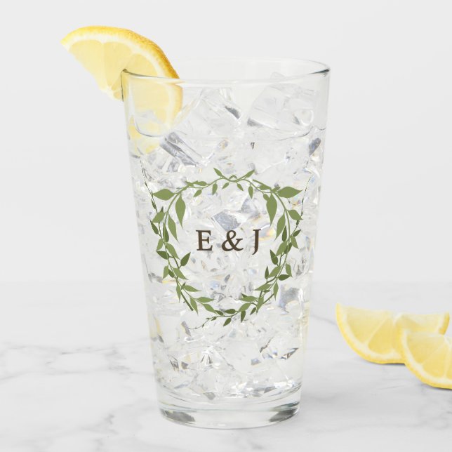Botaniskt krans jordton bröllop glaskopp (Framsida Ice)