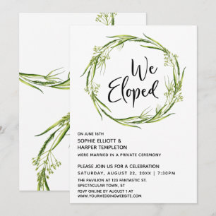 Botaniskt krans vi rymde typografi efterbröllop inbjudningar