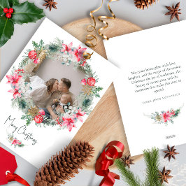 Botaniskt kransfärgat vattensfärg Snöflammande jul Julkort