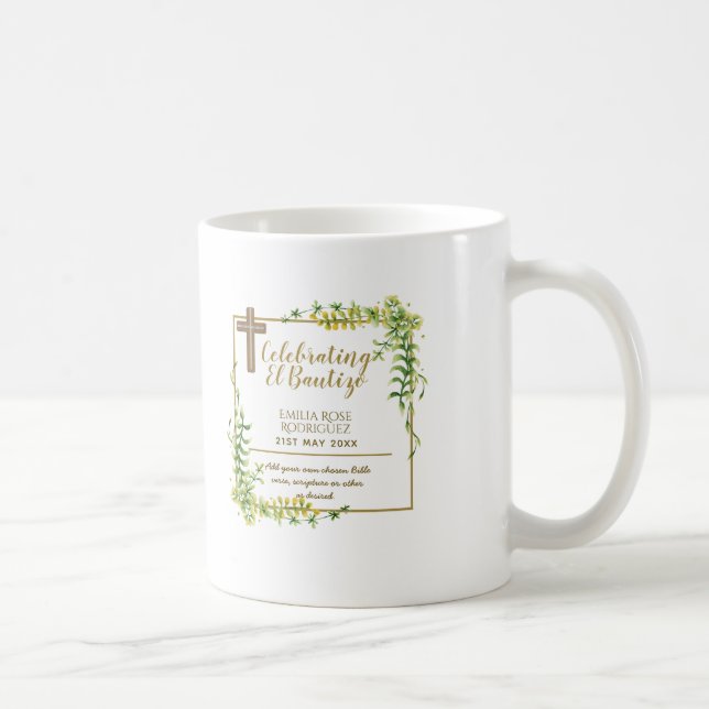 Botaniskt läderBautizo Bautismo Baptism Namn Verse Kaffemugg (Höger)