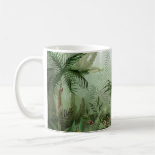 botaniskt landskapsljud av tropisk vintage, kaffemugg