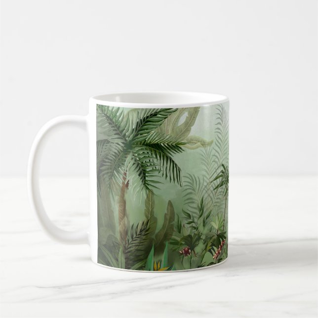 botaniskt landskapsljud av tropisk vintage, kaffemugg (Vänster)
