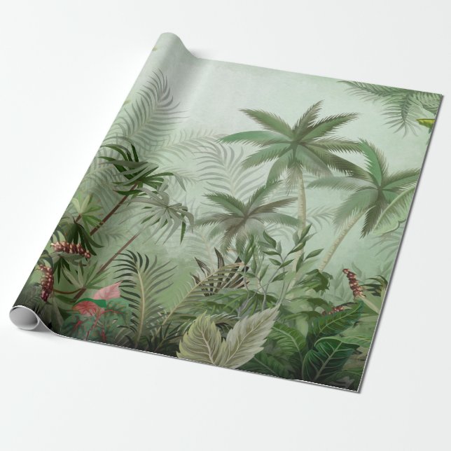 botaniskt landskapsljud av tropisk vintage, presentpapper (Utrullad)