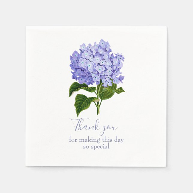 Botaniskt lavender Hydrangea Script Tack Pappersservett (Framsidan)