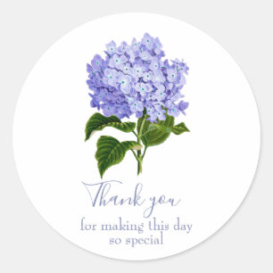 Botaniskt lavender Hydrangea Script Tack Runt Klistermärke