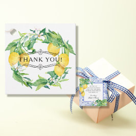 Botaniskt Lemon WandeBlue White Farmhouse Tile Gåvor Etiketter