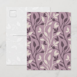 Botaniskt lila blad Elegant Minimal Platt Vykort