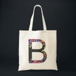 Botaniskt Lila blommor Brev B Monogram Tygkasse<br><div class="desc">Botaniskt Lila blommor Brev B Monogram Tote Bag | Modern och elegant monogram till väska med vattenfärgad illustration av blommor med träkolbakgrund. Den här botaniska totepåsen blir en personlig i perfekten. Andra brev och färg finns tillgängliga.</div>