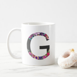 Botaniskt Lila blommor Brev G Monogram Kaffemugg