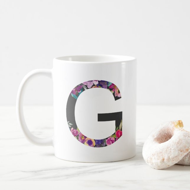Botaniskt Lila blommor Brev G Monogram Kaffemugg (Med munk)