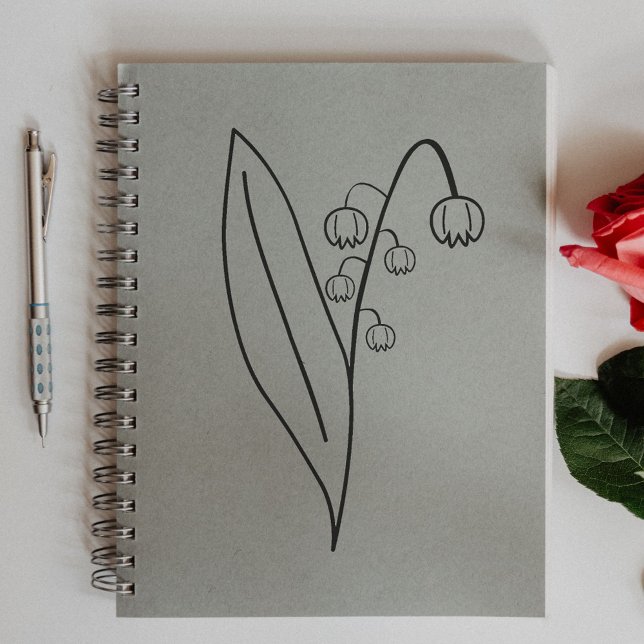 Botaniskt Lily, Valley Line Art Flower Stämpel (Botanical Lily of the Valley Line Art Flower Rubber Stamp)