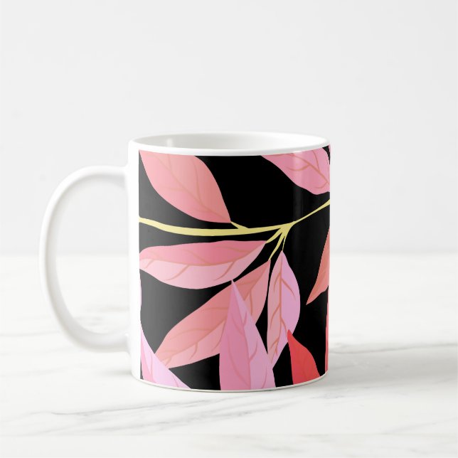 Botaniskt löv, färglöst, sömlöst mönster. kaffemugg (Vänster)