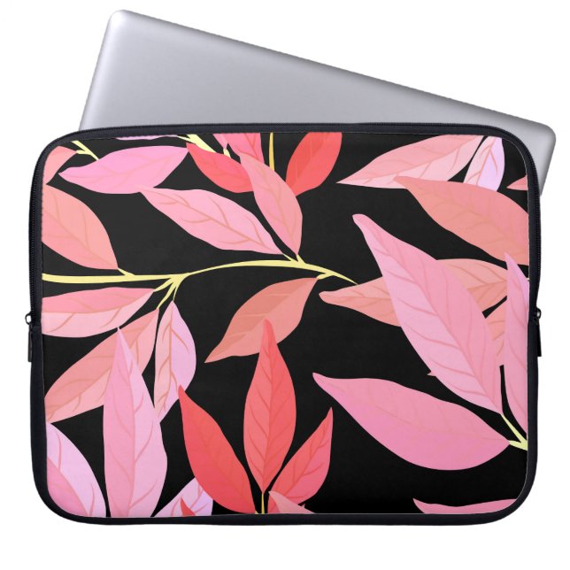 Botaniskt löv, färglöst, sömlöst mönster. laptop fodral (Framsidan)