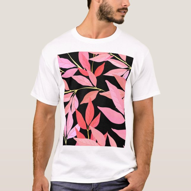 Botaniskt löv, färglöst, sömlöst mönster. t shirt (Framsida)