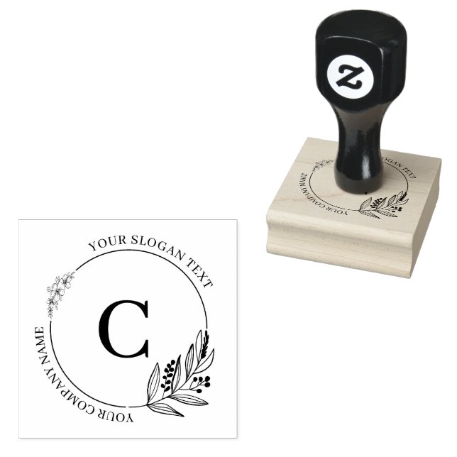 Botaniskt Löv & Flowers Anpassningsbar Typografi Stämpel (Stämplad)