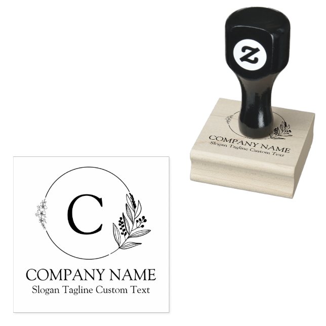 Botaniskt Löv & Flowers Anpassningsbar Typografi Stämpel (Stämplad)