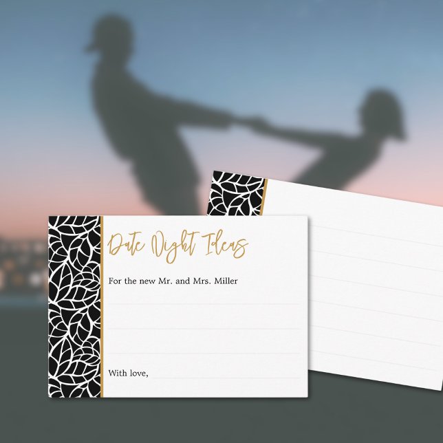 Botaniskt Löv Mönster Gräns Datum Natttankar Tilläggskort (Botanical Leaves Pattern Border Date Night Ideas Enclosure Card)