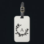 Botaniskt Löv Neutralt Cream Monogram Initial Bagagebricka<br><div class="desc">En hand plockade-begynnande andedräkt av löv och lagrar omger ditt monogram eller ditt initiala. Klicka på knappen Anpassa om du vill ändra bakgrunden färg eller lägga till mer text.</div>
