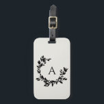 Botaniskt Löv Neutralt Cream Monogram Initial Bagagebricka<br><div class="desc">En hand plockade-begynnande andedräkt av löv och lagrar omger ditt monogram eller ditt initiala. Klicka på knappen Anpassa om du vill ändra bakgrunden färg eller lägga till mer text.</div>