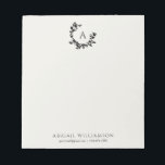 Botaniskt Löv Neutralt Ivory Monogram Initial Anteckningsblock<br><div class="desc">En hand plockade-begynnande andedräkt av löv och lagrar omger ditt monogram eller ditt initiala. Klicka på knappen Anpassa om du vill ändra bakgrunden färg eller lägga till mer text.</div>