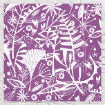 Botaniskt Löv Silhouette Lila and White Canvastryck<br><div class="desc">Söt blommigt botaniska silhuetter av naturen,  vit lövning,  löv och blommor på lila. Originalkonst av Nic Squirrell.</div>