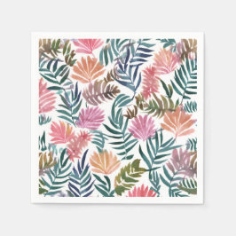 Botaniskt Löv Vattenfärg | Blommigt - färgad cute Pappersservett