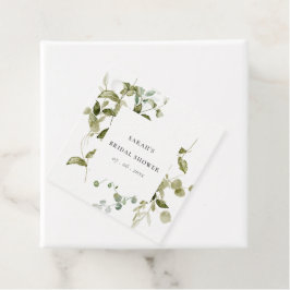 Botaniskt lövigt vattenfärg bröllopsdusch gåvor etiketter