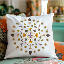 Botaniskt Mandala Pressad Blommkonst Kudde