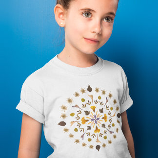 Botaniskt Mandala Pressad Blommkonst T Shirt