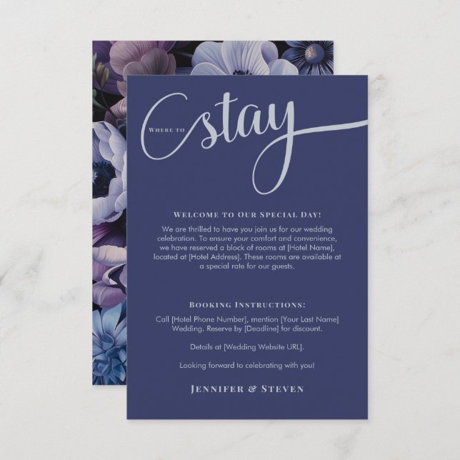 Botaniskt månljus | Gummiskt boende i Blommigt Tilläggskort (Fram/baksida)