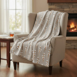 Botaniskt minimalistiskt bomull Gren Fleecefilt