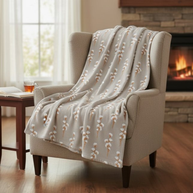 Botaniskt minimalistiskt bomull Gren Fleecefilt (Skapare uppladdad)