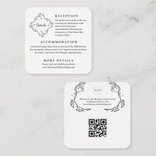 Botaniskt minimalistiskt bröllopsföljekort tilläggskort (Fram/baksida)