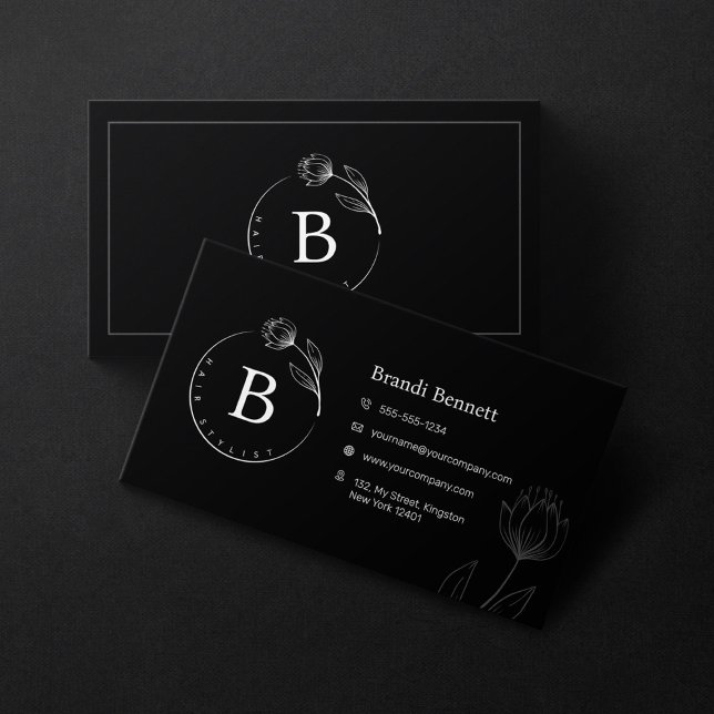 Botaniskt minimalistiskt Hairstylist Hand plockade Visitkort (Skapare uppladdad)