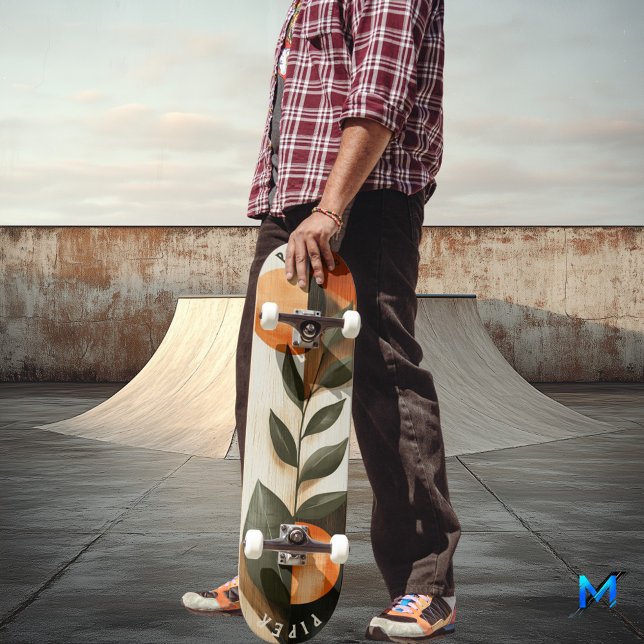 Botaniskt minimalistiskt skateboard - Earthy Boho  (Skapare uppladdad)