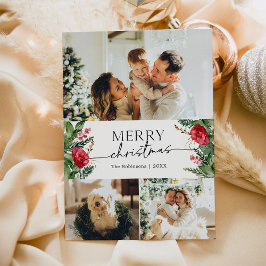 Botaniskt Modern Script 3 Photo God jul Julkort