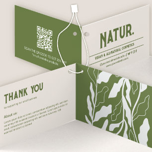 Botaniskt, modernt QR-kodmappat hängkort för Märkr Kort