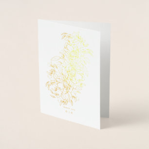 Botaniskt monogram för tack Elegant Hand plockade Folierat Kort