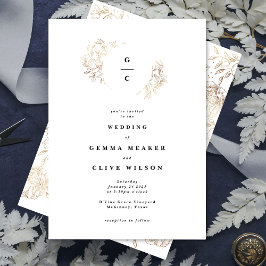 Botaniskt monogram för vit Elegant Hand plockade Inbjudningar