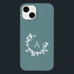 Botaniskt monogram Initial tuskalturkos<br><div class="desc">En hand plockade-begynnande andedräkt av löv och lagrar omger ditt monogram eller ditt initiala. Den minsta illustrationen av blommigten är perfekt för en rustik eller ett lantbruk. Klicka på knappen Anpassa om du vill ändra bakgrunden färg eller lägga till mer text.</div>