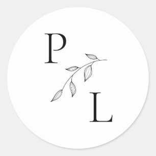 Botaniskt monogram - liten etikettförsegling runt klistermärke