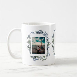 Botaniskt monogram med brud och brudgum foto kaffemugg