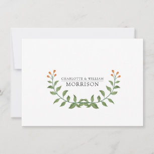 Botaniskt monogram, platta anteckningskort med par