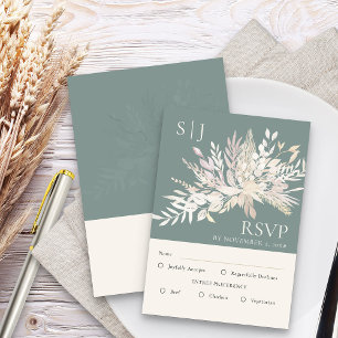 Botaniskt monogram Sage Grönt Bröllop Entree OSA Kort