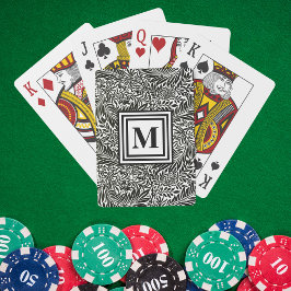 Botaniskt monogram, svart och vit Personlig Casinokort